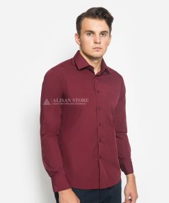 Kemeja Alisan Maroon Polos Lengan Panjang (Kode Maroon)