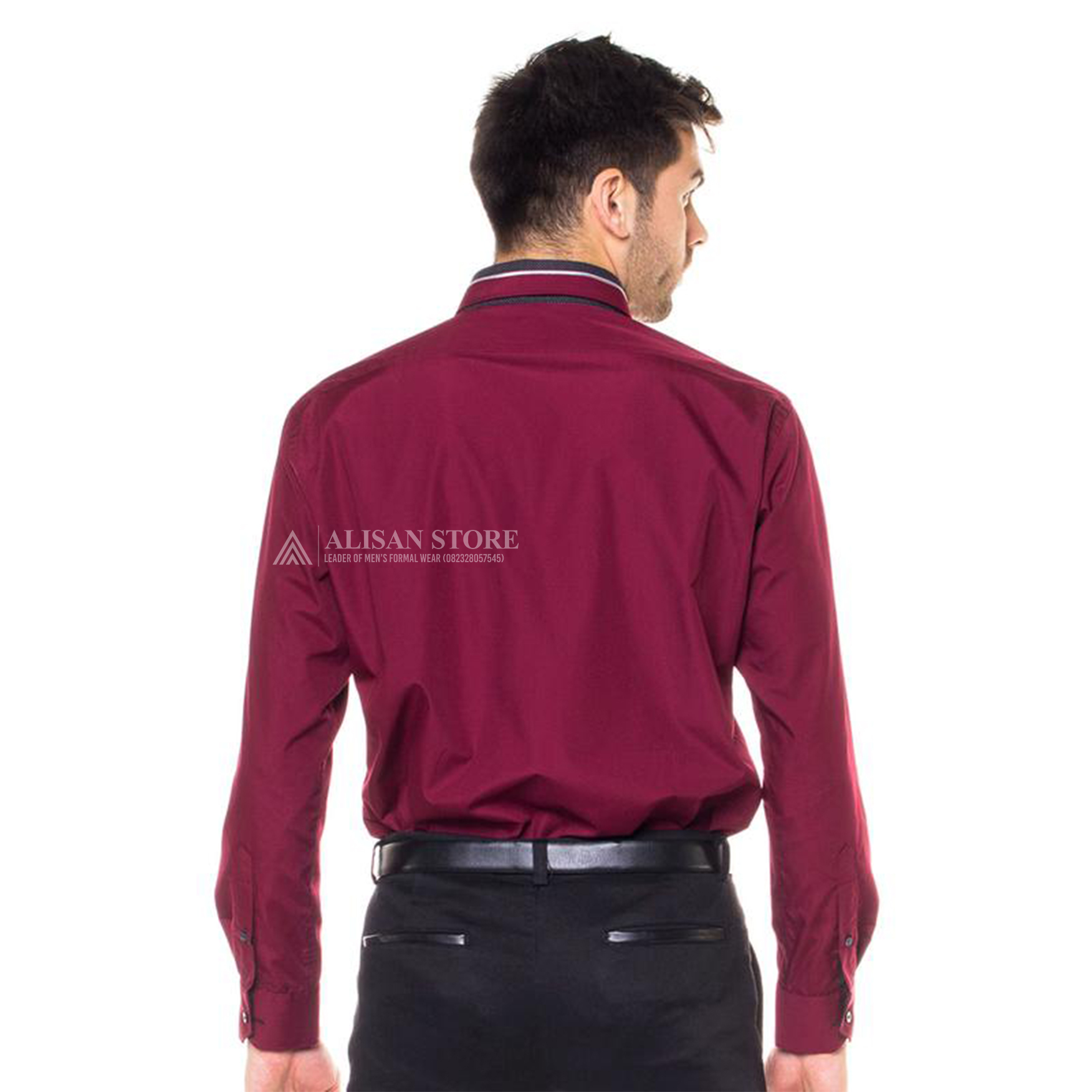 Kemeja Alisan Maroon List Special S30 - Gambar 2
