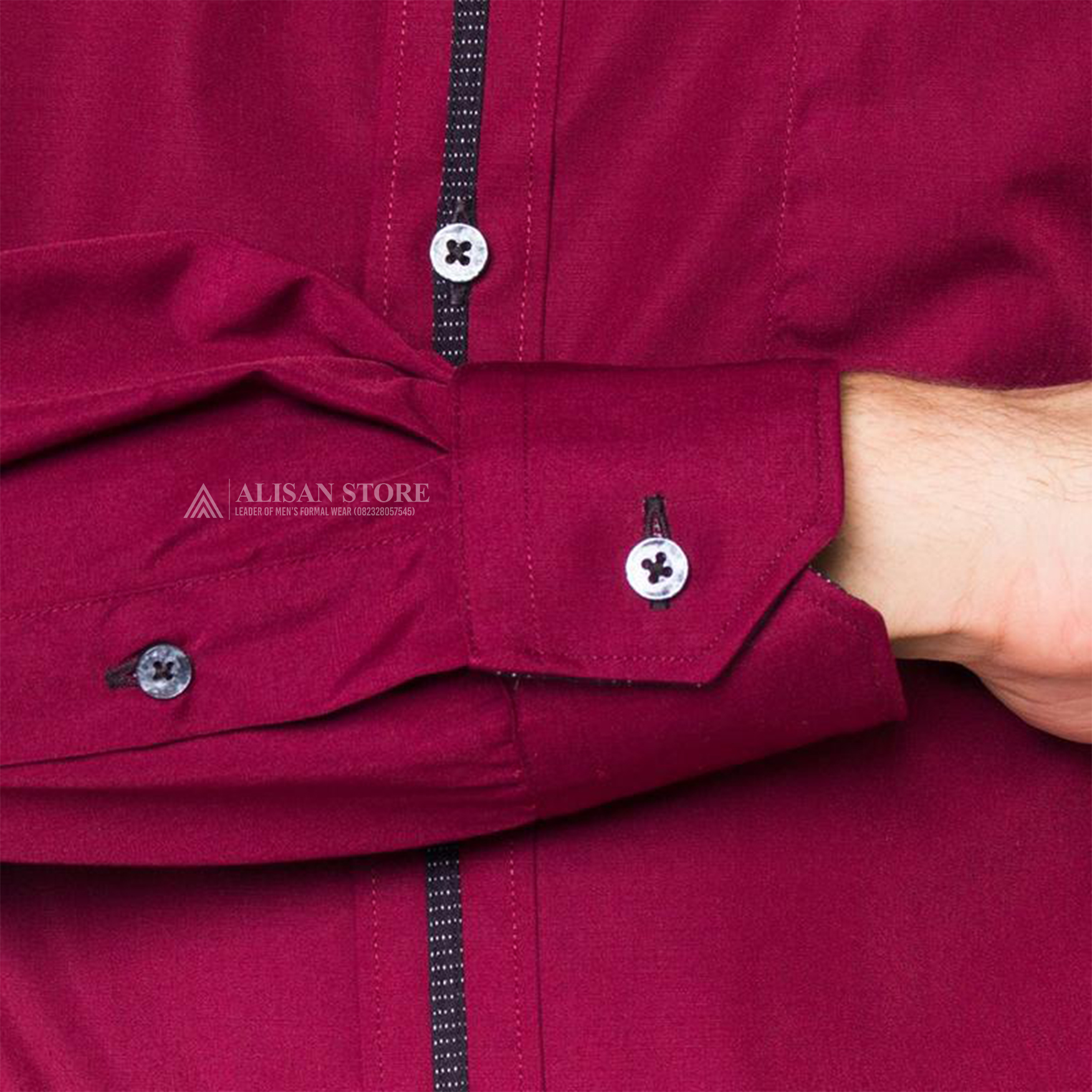 Kemeja Alisan Maroon List Special S30 - Gambar 4