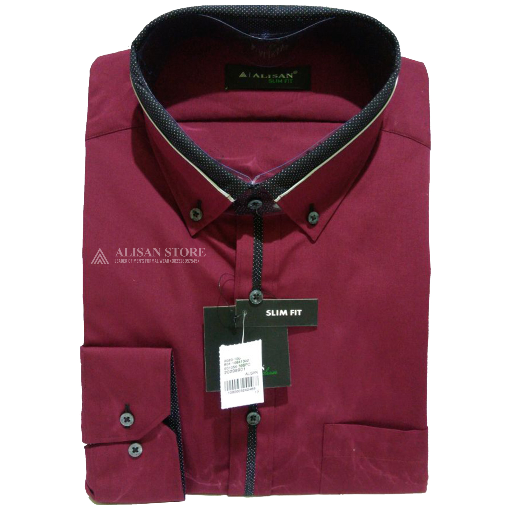Kemeja Alisan Maroon List Special S30 - Gambar 6
