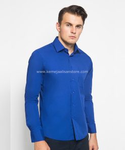 Kemeja Alisan Biru Bca Polos Lengan Panjang (Kode B6)