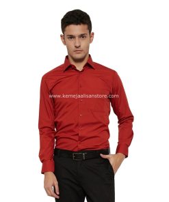Kemeja Alisan Merah Bata 3 Polos Lengan Panjang (Kode M. Bata3)
