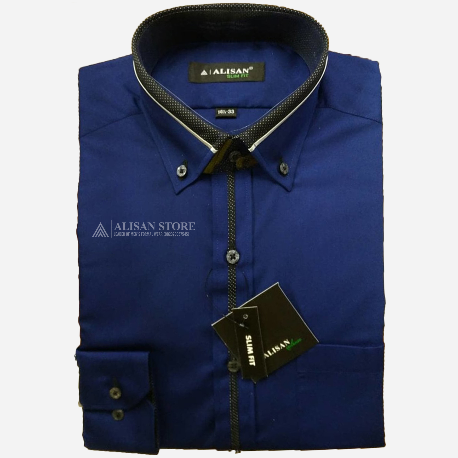 Kemeja Alisan Biru Dongker List Special S30 - Gambar 5