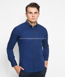 Kemeja Alisan Biru Dongker List Special S30